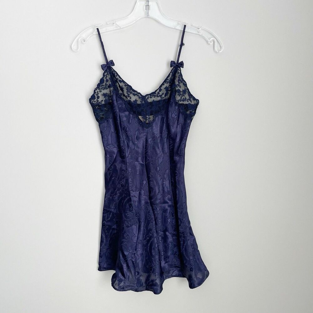 Victorias Secret Size XS Blue Slip Dress Lingerie Lace Floral Romantic